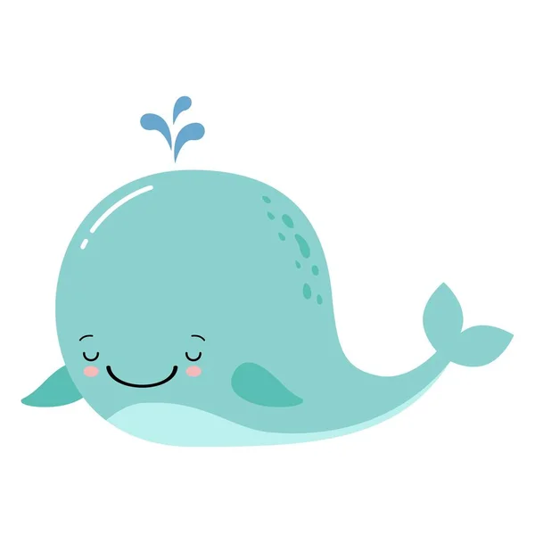 Baleine amusante mignonne, gravures image, illustration vectorielle — Image vectorielle