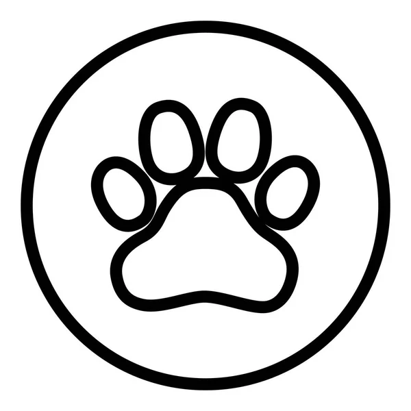 Illustration vectorielle d'icône d'impression de patte animale isolée sur un bouton rond plat — Image vectorielle