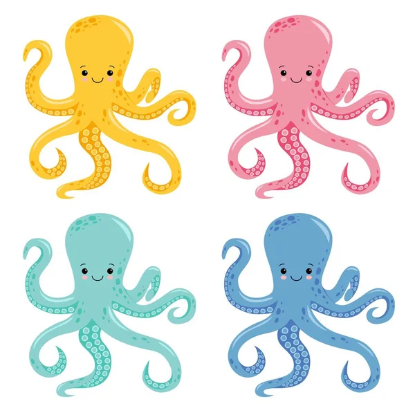 Leuke octopus vectorillustratie geïsoleerd op witte achtergrond — Stockvector