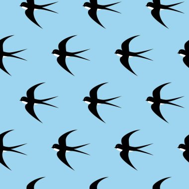 Kırlangıç, hızlı, kuşlar. Grafik vektör desen. Dekoratif sorunsuz arka plan