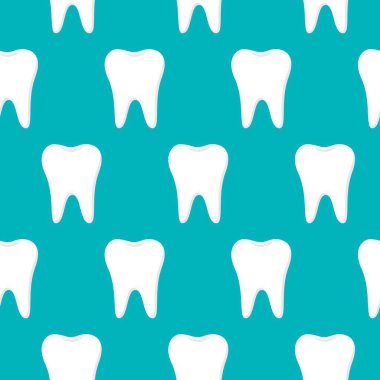 Mavi arka plan üzerinde vektör Dikişsiz desen beyaz diş diş