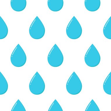 Yağmur Dikişsiz vektör deseni. Düşen su damlaları. Mavi tonları.