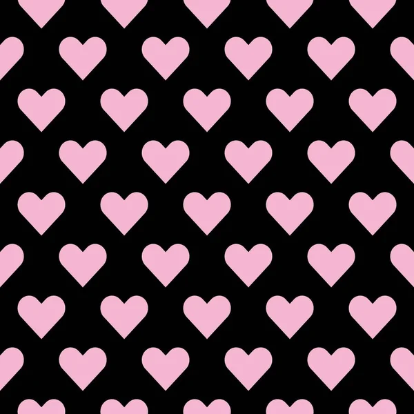 Nahtloses Herzmuster in rosa über schwarz. Valentinstag Fliesen Hintergrund. — Stockvektor
