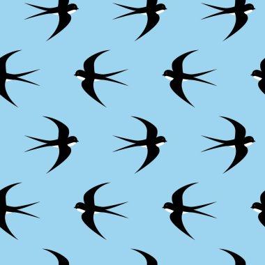 Kırlangıç, hızlı, kuşlar. Grafik vektör desen. Dekoratif sorunsuz arka plan