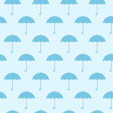 Mavi şemsiyeler kesintisiz arka plan desen vektör illüstrasyon.