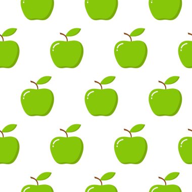 Beyaz arka plan üzerinde elma ile vektör dikişsiz desen illüstrasyon.