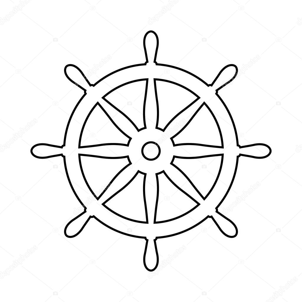 Helm Anchor vector icon logo Nautical maritime sea ocean boat illustration.