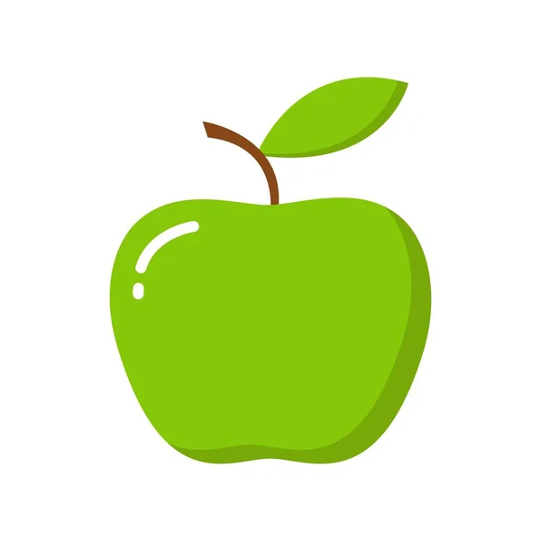 Manzana verde con hoja aislada sobre fondo blanco. Ilustración vectorial. — Vector de stock