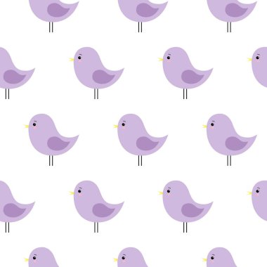 Beyaz arka plan dikişsiz doku sevimli mor kuşlar