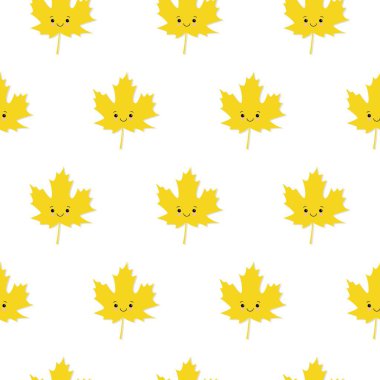 Beyaz Arka Plan Üzerinde Sevimli Sarı Akçaağaç Yaprakları Sonbahar Seti,