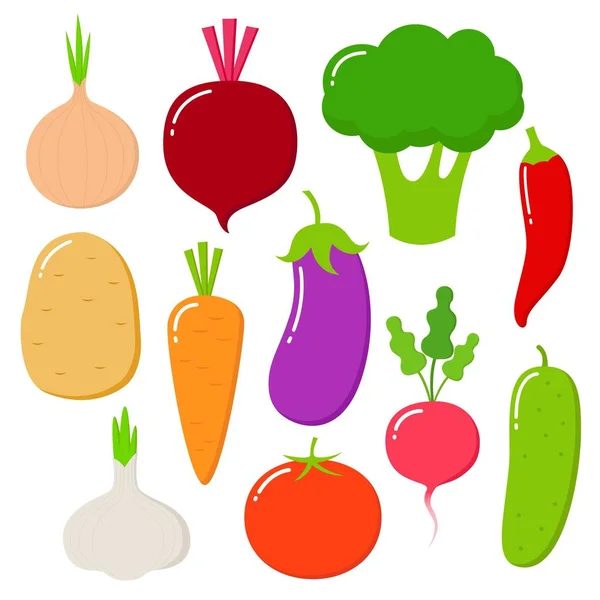 野菜ベクター野菜野菜トマトコショウとニンジンの健康的な栄養は、食料品のイラストから有機食品を食べるベジタリアンのための野菜のイラスト — ストックベクタ