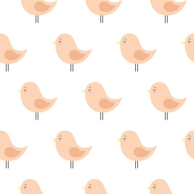 Beyaz arka plan dikişsiz doku sevimli turuncu kuşlar