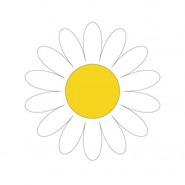 Beyaz papatya çayı. Şirin çiçek koleksiyonu. Aşk kartı. Papatya ikonu büyüme konsepti. Düz tasarım.