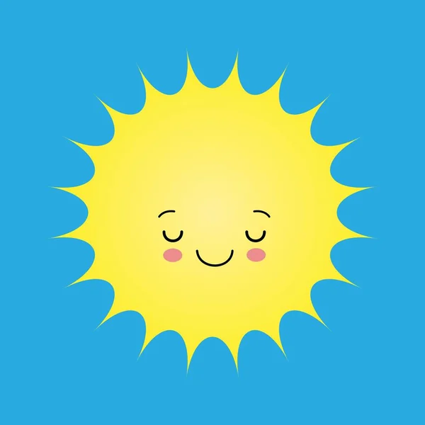 Rolig sol ikon Illustration isolerad på blå bakgrund. Flat Style. — Stock vektor