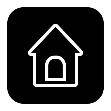 Köpek kulübesi simgesi Meydanı'nda. Vektör çizim tarzı bir düz ikonik köpek kulübesi semboldür.