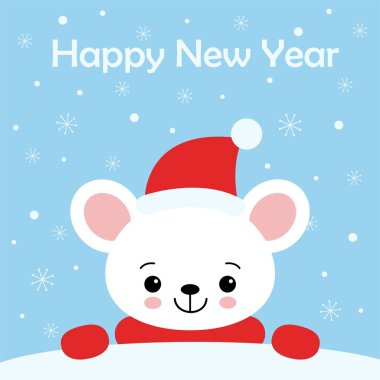 Kırmızı Santa s kap ve eşarp küçük sevimli fare.