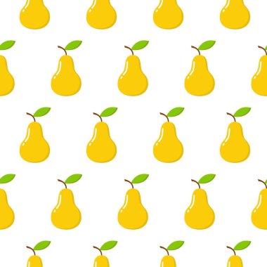 Sarı armut ile dikişsiz vektör deseni. Karikatür illüstrasyon.