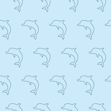 Atlama yunuslar mavi arka plan ile Vektör sorunsuz desen