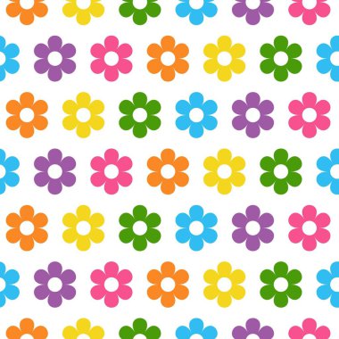 Dikişsiz çiçek deseni. Soyut çiçek arka plan. Beyaz arka planda parlak çiçekler.