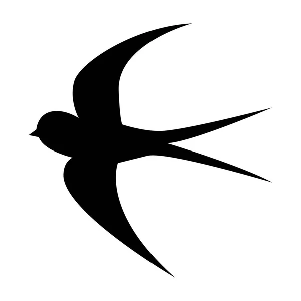 Vektorová silueta létající vlaštovka na bílém pozadí — Stockový vektor