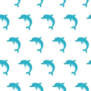 Sevimli yunuslar dikişsiz desen arka plan, tekstil ve kart tasarımı için yaz baskı