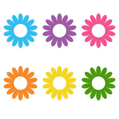 Siluette beyaz üzerine izole edilmiş düz simge çiçek simgeleri.