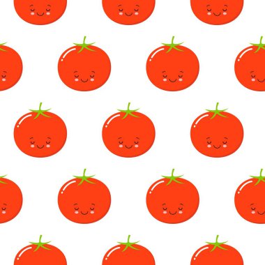 komik domates karakteri, duvar kağıdı, baskı, poster, ambalaj kağıdı, tekstil için dikişsiz desen tasarımı. vegan desen