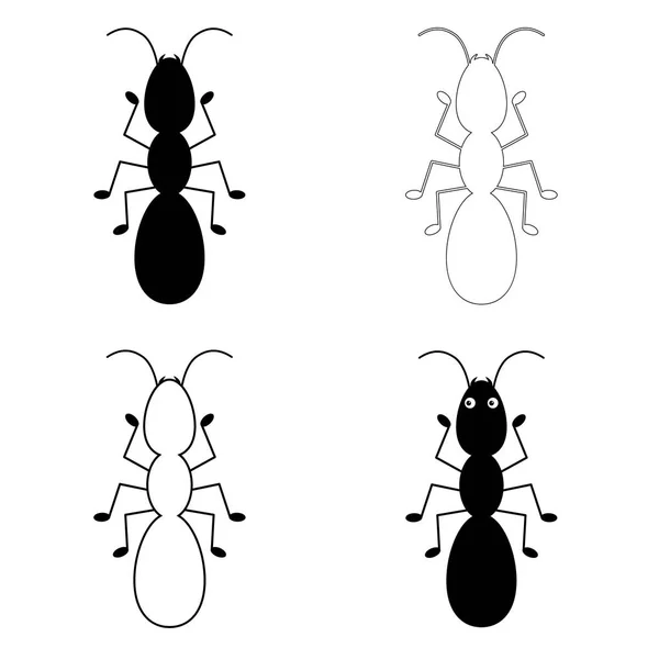 Ameisenliniensymbol, Umrissvektorzeichen, lineares Piktogramm auf weiß isoliert. Logo-Set — Stockvektor