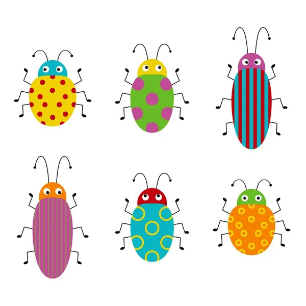 Conjunto de insectos engraçado. Coleção de insetos desenhos animados felizes. Ilustração colorida desenhada à mão . —  Vetores de Stock