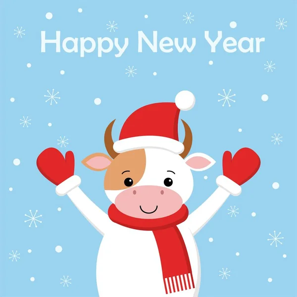 Arka plan kar üzerinde Santa şapka Mutlu Noeller Komik. Karikatür tarzında kart.