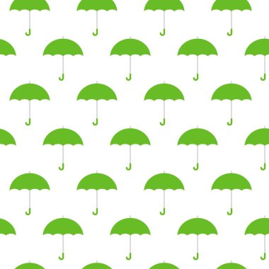 Yeşil şemsiyeler sorunsuz arka plan deseni vektör illüstrasyon.