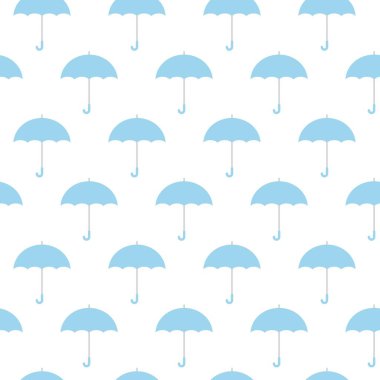Mavi şemsiyeler kesintisiz arka plan desen vektör illüstrasyon.