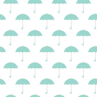 Yeşil şemsiyeler sorunsuz arka plan deseni vektör illüstrasyon.