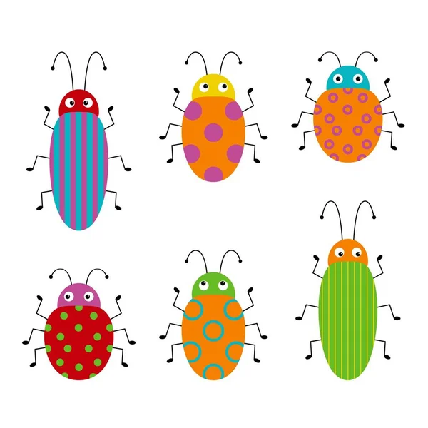 Vector set van leuke cartoon insecten. Verschillende kevers op een geïsoleerde achtergrond. Grappige illustratie — Stockvector