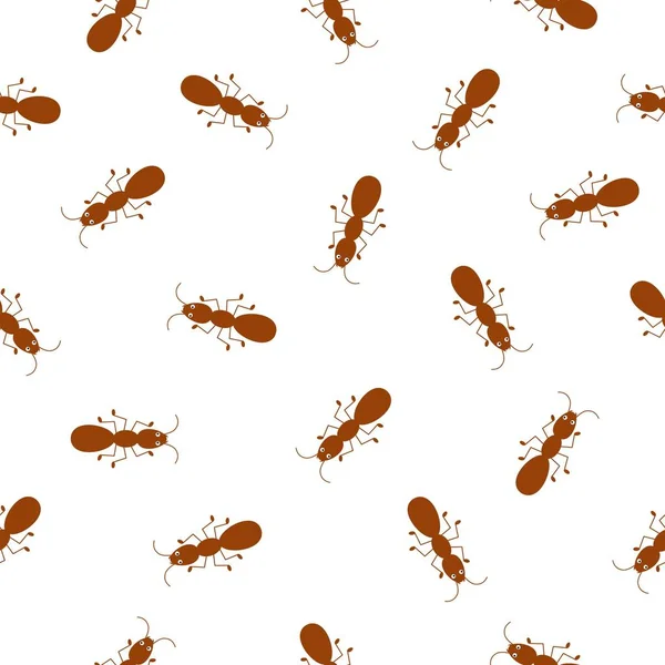 Ants on white background. Seamless background pattern. — Stock Vector