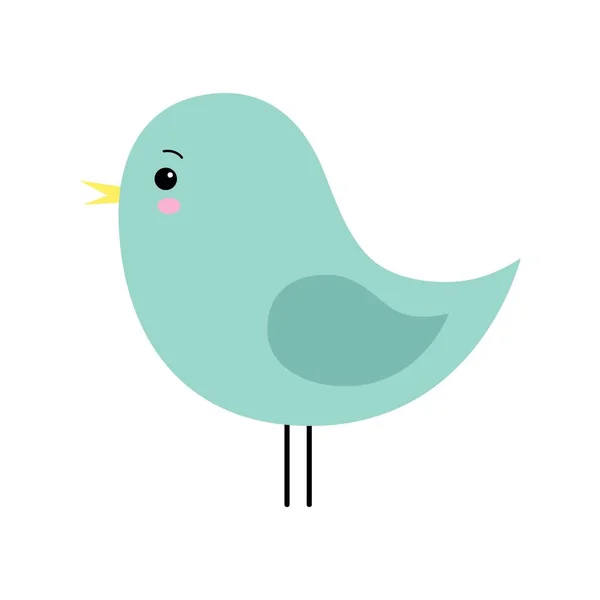 Liten söt grön fjäder fågel design. Tecknad figur. — Stock vektor