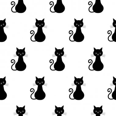 Sevimli kediler vektör Dikişsiz desen. Trendy kumaş tekstil tasarım veya Web duvar kağıdı için Kawaii Cat sonsuz Arkaplan