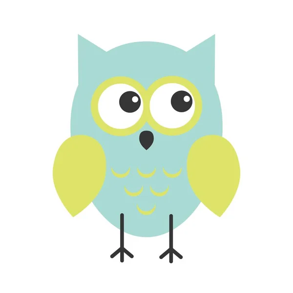 Hezká kreslená sova v rovném designu pro přání, pozvání a logo — Stockový vektor