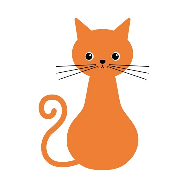 Lindo y divertido personaje de gato rojo dulce, de pie con ojos negros, ilustración vectorial de dibujos animados aislado sobre fondo blanco. Lindo y divertido personaje de gato rojo, agradable y dulce — Vector de stock