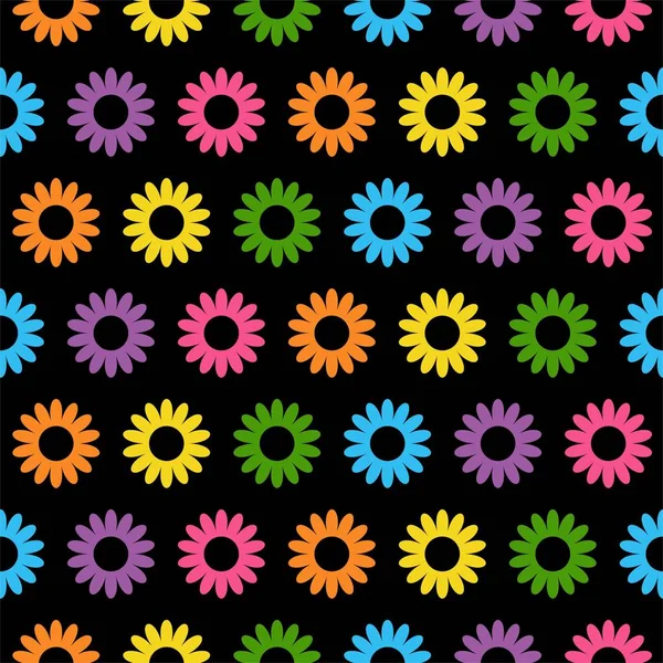 Dikişsiz çiçek deseni. Soyut çiçek arka plan. Siyah arka plan üzerinde parlak çiçekler.