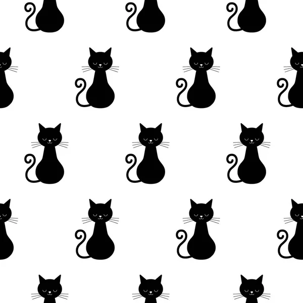 Schattige katten vector naadloze patroon. Kawaii kat eindeloze achtergrond voor trendy stof textiel design of web wallpaper — Stockvector