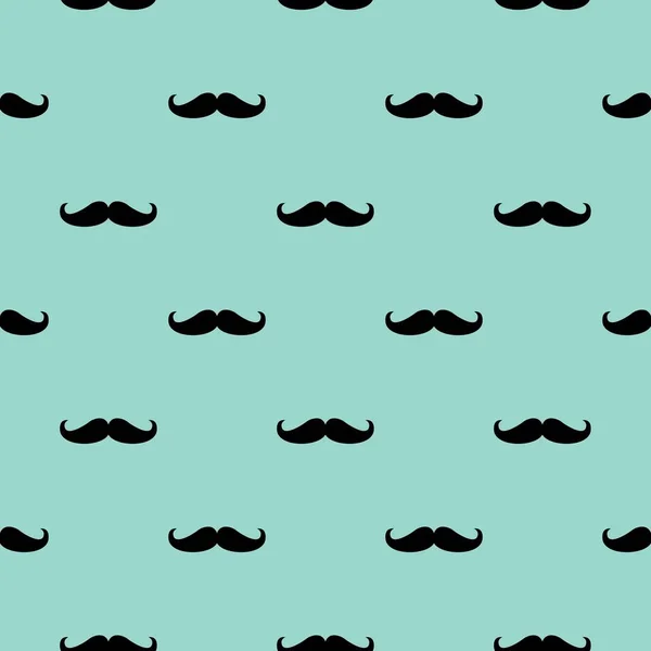 Seamless vector pattern, background or texture with black curly vintage retro gentleman mustaches on green background. — Stock Vector