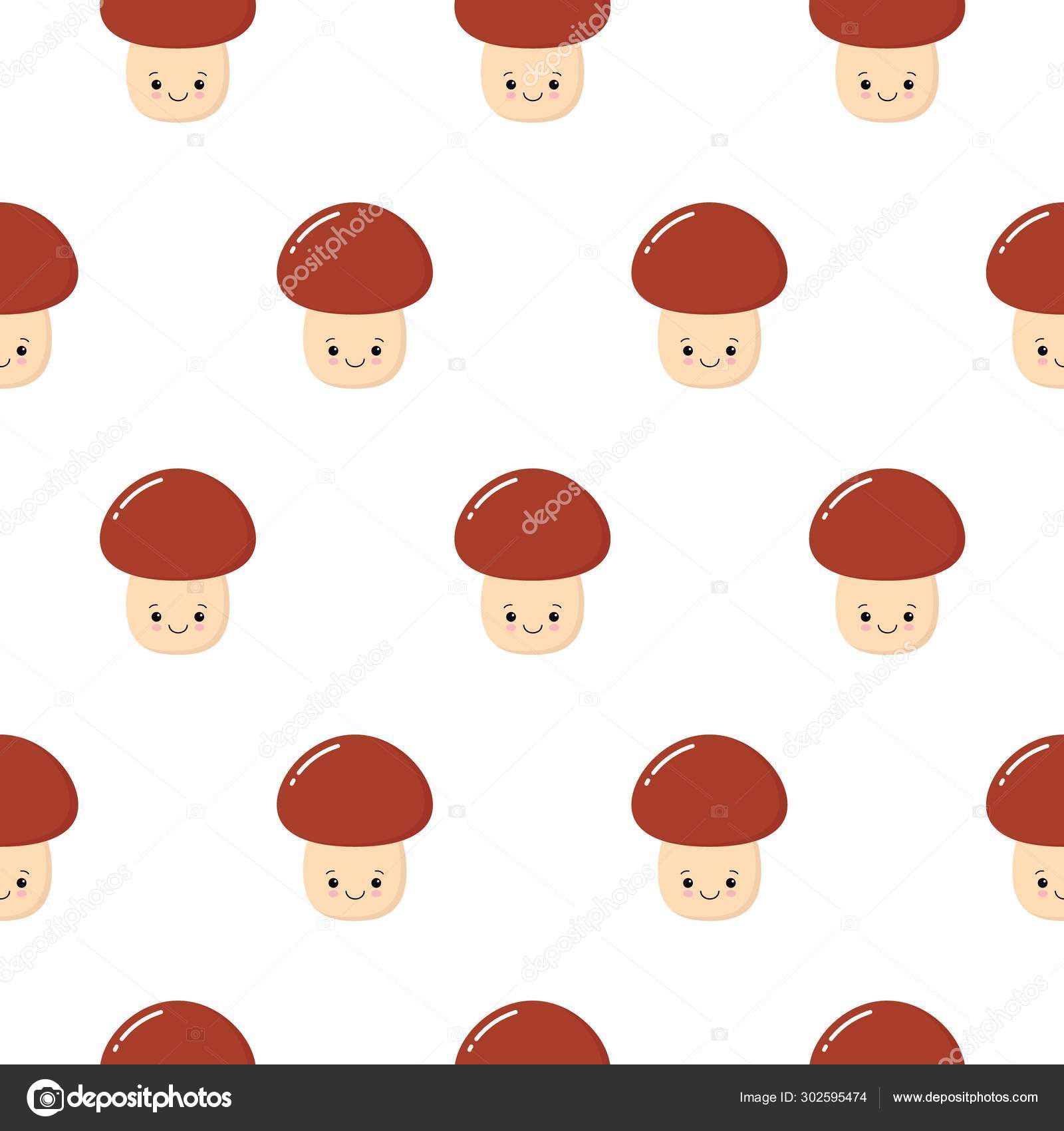 Cute Pattern With Funny Happy Smiling Mushrooms Beautiful Background Mushroom Pattern Can Be Used For Wallpaper Cover Fills Web Page Background Surface Textures Vector Mushroom Vector Image By C Yuliar