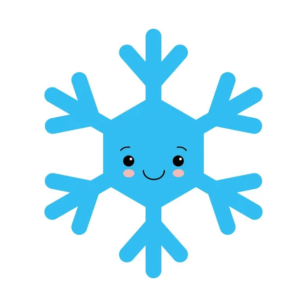 Fiocco di neve carino in stile cartone animato. Adorabile fiocchi di neve personaggi sorridenti. Divertenti scarabocchi natalizi . — Vettoriale Stock