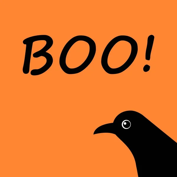 Fröhliches Halloween. Niedliche Krähe. Vektor-Illustration, Grußkarte. schwarz und orange. Rabe — Stockvektor