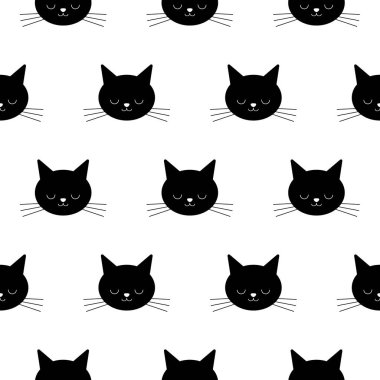 kedi kafası dikişsiz Desen vektör Halloween izole duvar kağıdı arka plan
