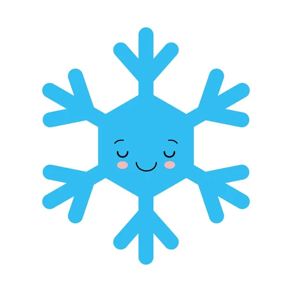 Fiocco di neve carino in stile cartone animato. Adorabile fiocchi di neve personaggi sorridenti. Divertenti scarabocchi natalizi . — Vettoriale Stock