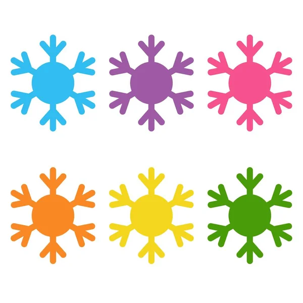 Conjunto de colores planos simples iconos web invierno copos de nieve, vector de ilustración — Archivo Imágenes Vectoriales