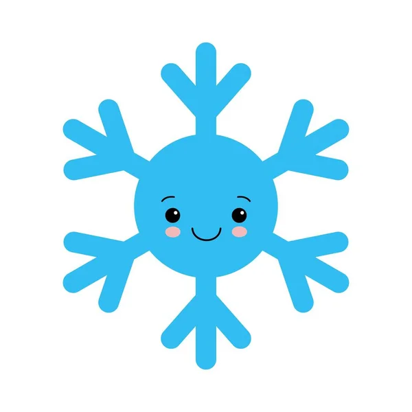 Fiocco di neve carino in stile cartone animato. Adorabile fiocchi di neve personaggi sorridenti. Divertenti scarabocchi natalizi . — Vettoriale Stock