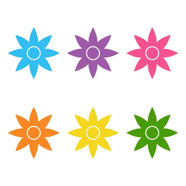 Color lindo icono de la flor vector ilustración en el logotipo de diseño de fondo blanco — Vector de stock